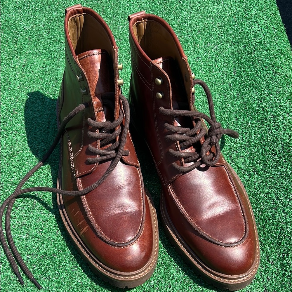 Johnston & Murphy Brown Leather Boots Lace-up Design